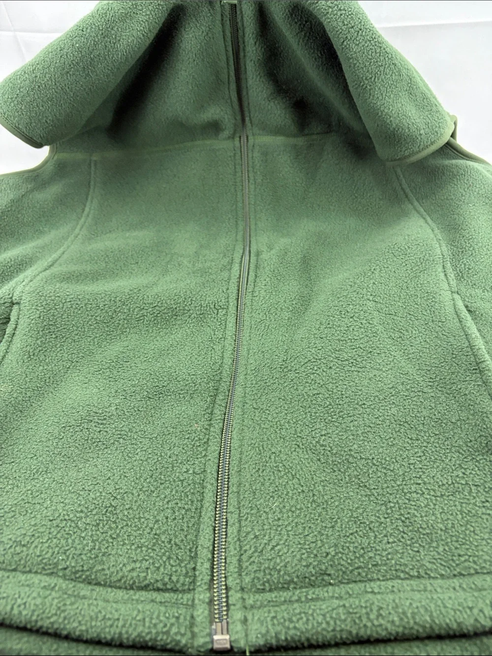 Vintage LL Bean Mens Olive Full-Zip Polartec Fleece Vest, Classic Layer, sz M